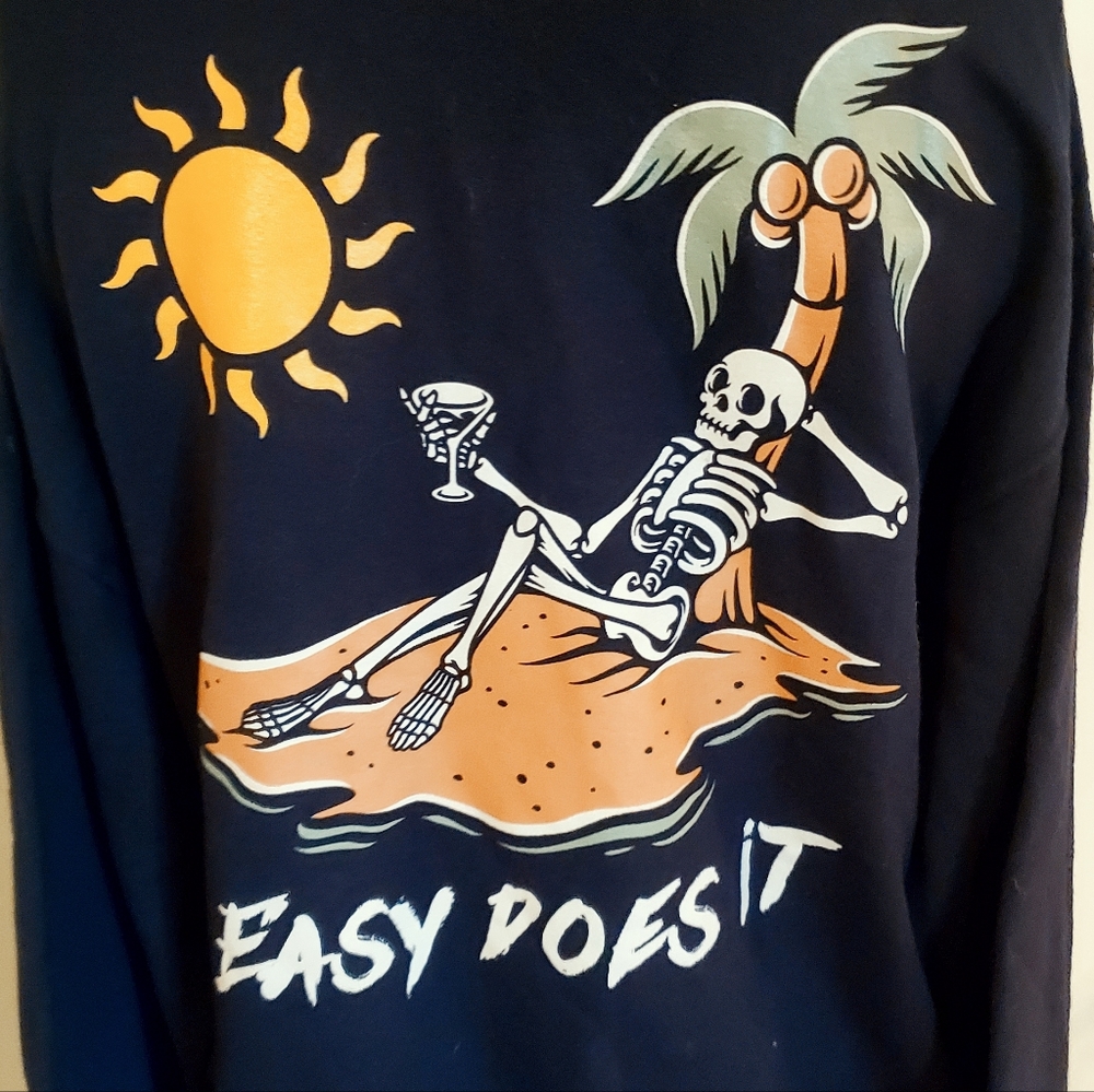 Easy Does it ! Hoodie Skeleton Halloween on a beach